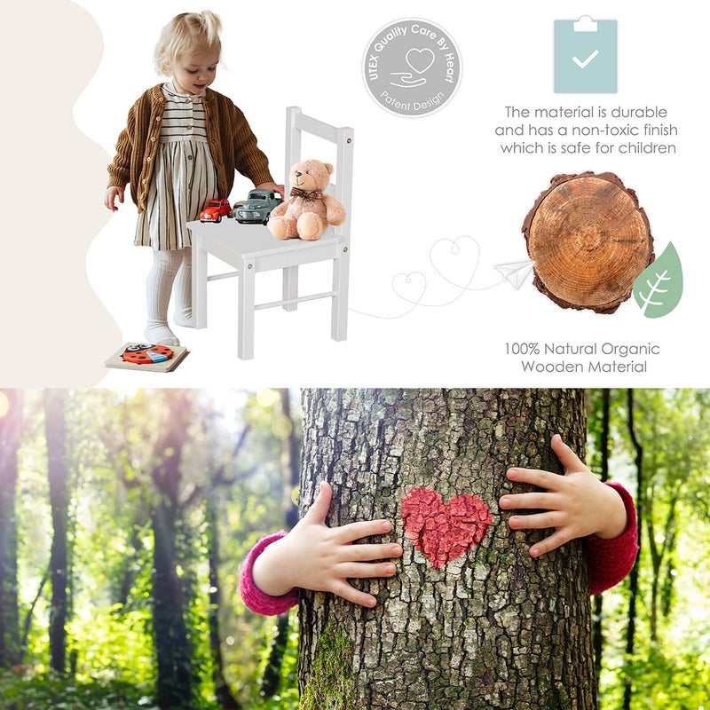 UTEX Child's Wooden Chair Pair for Play or Activity, Set of 2, White â€¦ - Image 2